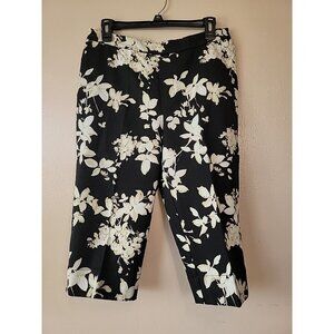 Isaac Mizrahi Live Capri Pants Sz 12 Flora Print Pull On Stretch